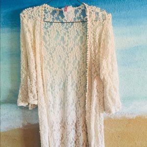 IVORY WHITE LACE KIMONO